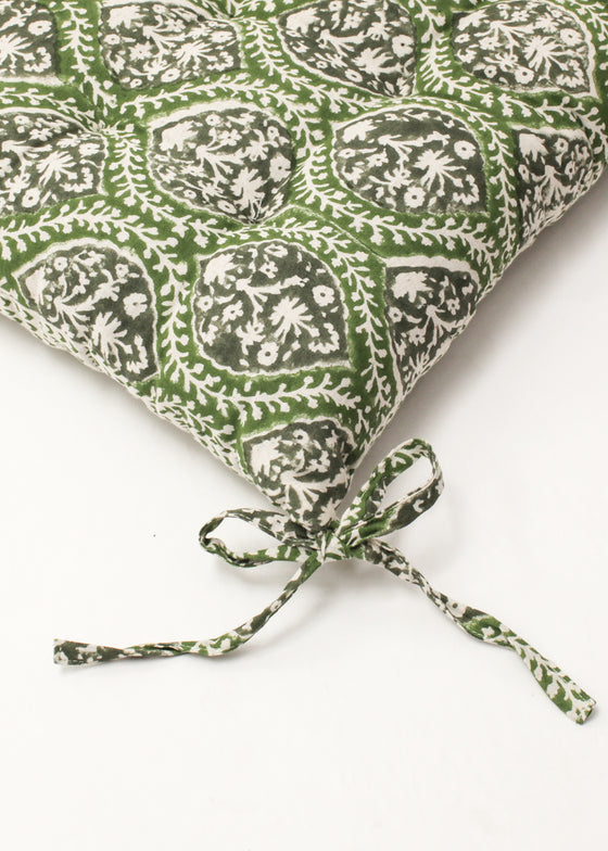 CHAIRPAD TRELLIS FLORAL GREEN