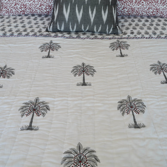 QUILTS GREY PALM - India Ink Home Decor