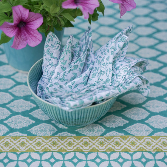 NAPKIN MINI VINE AQUA 50X50