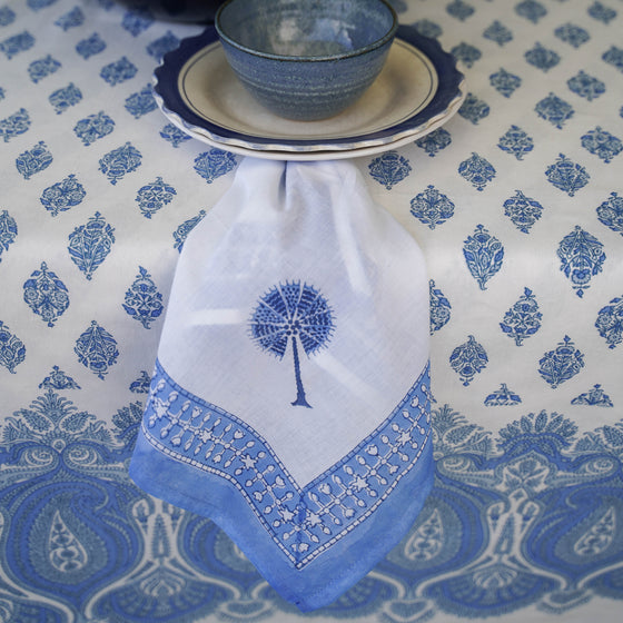 NAPKIN PALM PLAZA BLUE 50X50