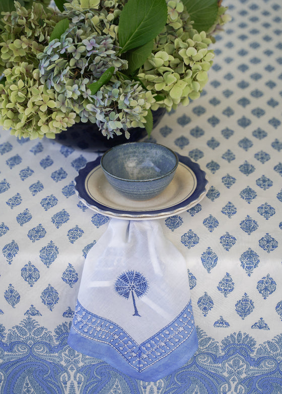 TABLECLOTH PAISLEY CASCADE BLUE