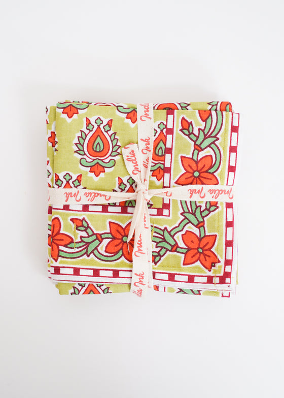 NAPKINS SET JAI'S JEWEL GREEN - India Ink Home Decor