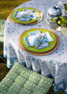  TABLECLOTH ROUND DELICATE PAISLEY BLUE