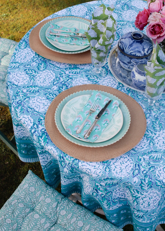 TABLECLOTH ROUND PRETTY PHOOL AQUA