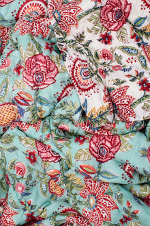  QUILT AQUA/WHITE GRAND GARDEN SGL