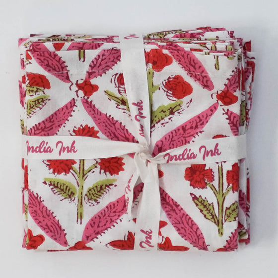 NAPKIN FLORAL FORTRESS PINK 45X45