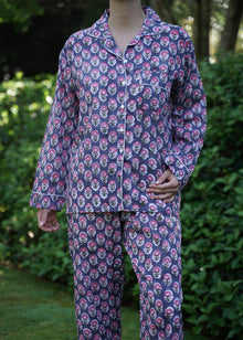  PAJAMA SET NAVY MARIGOLD - India Ink Home Decor
