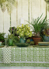 TABLECLOTH GARDEN BLOCK GREEN - India Ink Home Decor