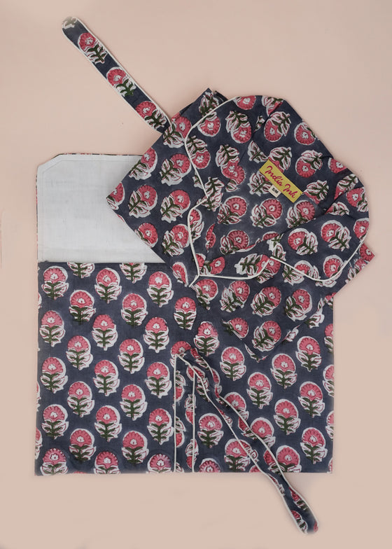 PAJAMA SET NAVY MARIGOLD - India Ink Home Decor
