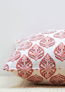  PILLOWCASE FEATHER BLOCK TERRACOTTA
