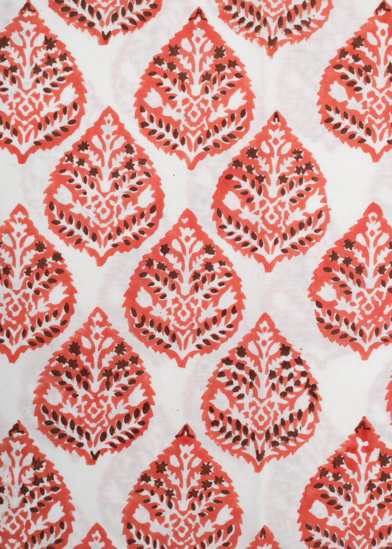 PILLOWCASE FEATHER BLOCK TERRACOTTA