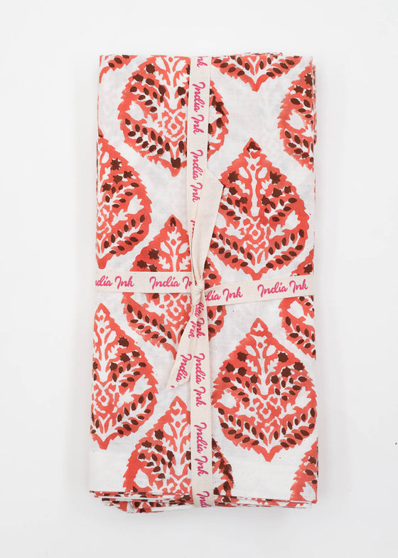 PILLOWCASE FEATHER BLOCK TERRACOTTA