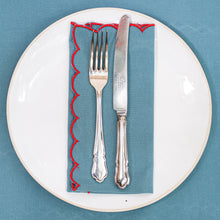  NAPKINS SET SCALLOP CONTRAST JADE - India Ink Home Decor