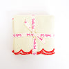 NAPKINS SET SCALLOP CONTRAST PISTACHIO - India Ink Home Decor