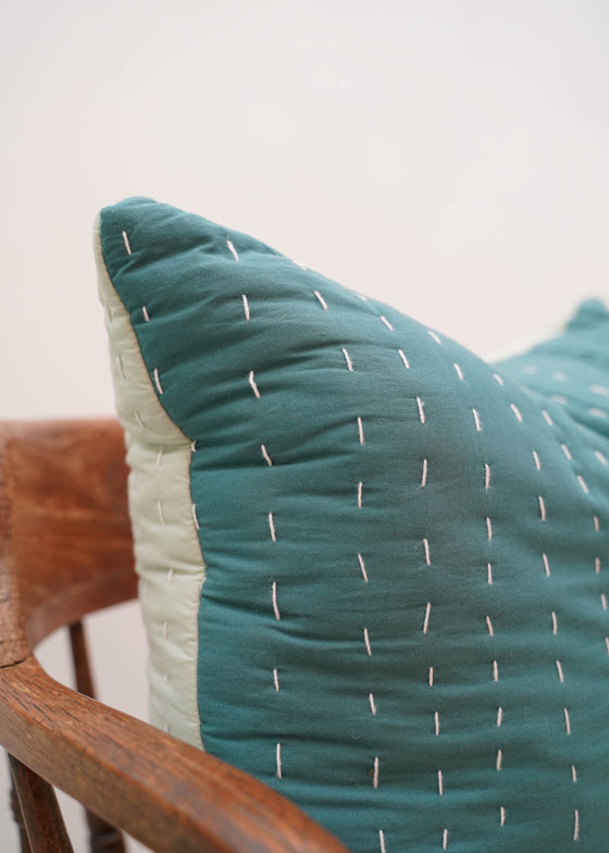 QUILTED AQUA/JADE 50X50 - India Ink Home Decor