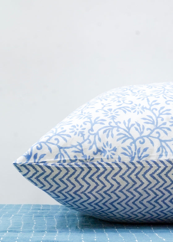 PILLOWCASE CONTRAST GEOMETRIC BLUE