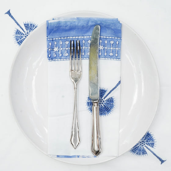 NAPKIN PALM PLAZA BLUE 50X50