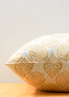 PILLOWCASE FEATHER BLOCK MUSTARD