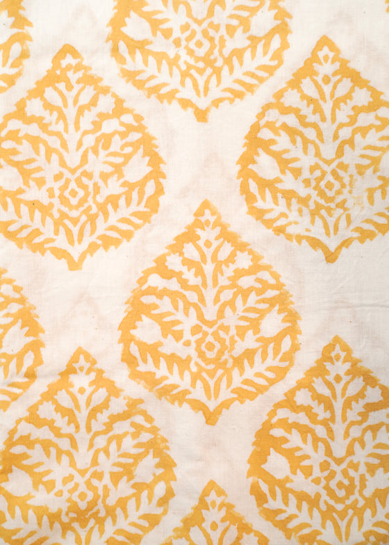PILLOWCASE FEATHER BLOCK MUSTARD