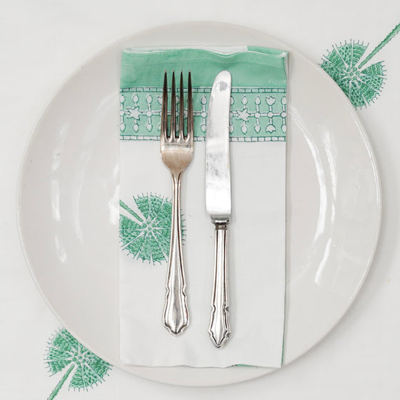 NAPKIN PALM PLAZA AQUA 50X50