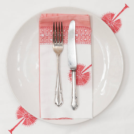 NAPKIN PALM PLAZA PINK 50X50