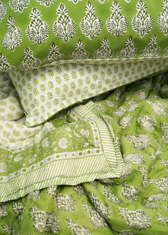 PILLOWCASE CONTRAST EMPIRE BLOCK GREEN