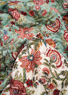 QUILT AQUA/WHITE GRAND GARDEN DBL