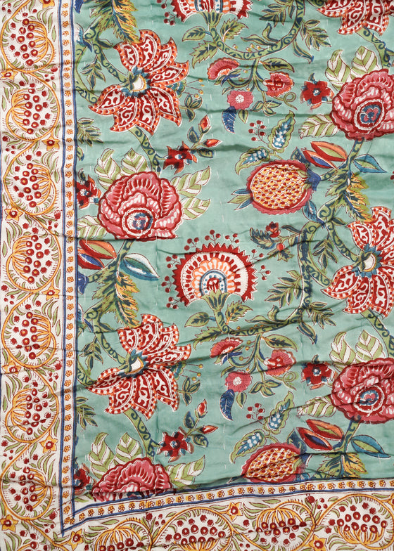 QUILT AQUA/WHITE GRAND GARDEN DBL