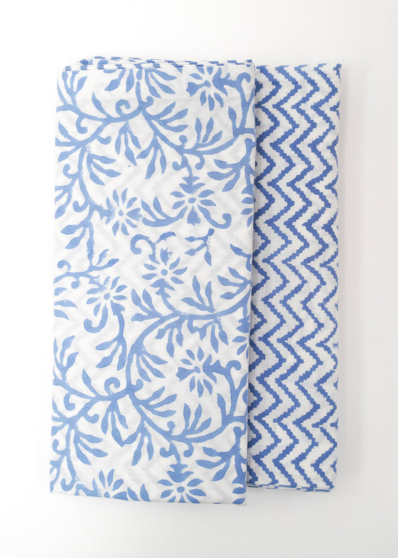 PILLOWCASE CONTRAST GEOMETRIC BLUE