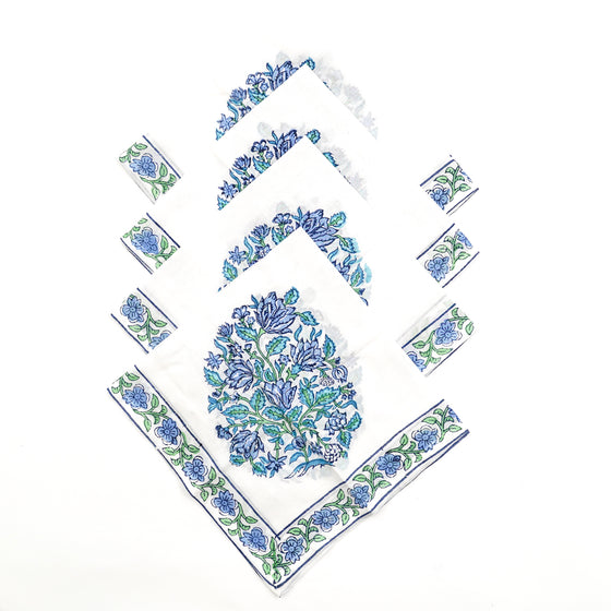 NAPKIN BOMBAY BLOOM GREEN/BLUE 50X50