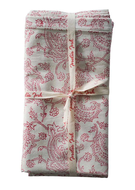 PILLOWCASE SET FINE PAISLEY RED