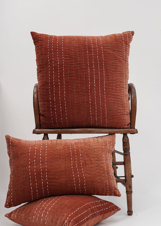 RUST VELVET STITCHED