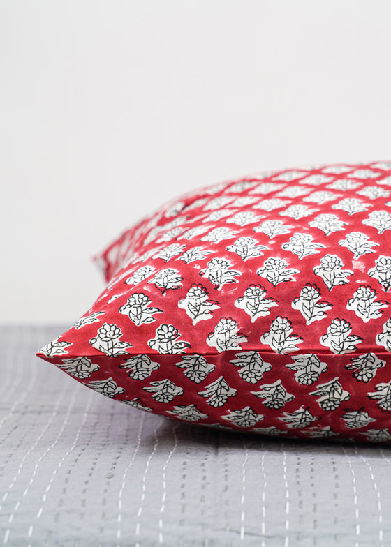 PILLOWCASE SET PRETTY DAISY RED - India Ink Home Decor