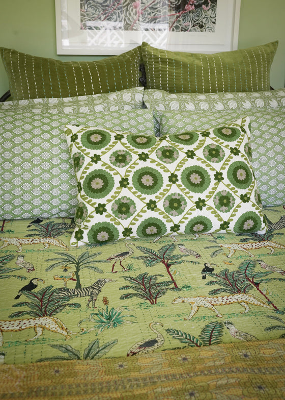 KANTHA SAFARI PISTACHIO - India Ink Home Decor
