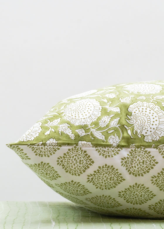 PILLOWCASE CONTRAST WALLFLOWER EMPIRE GREEN