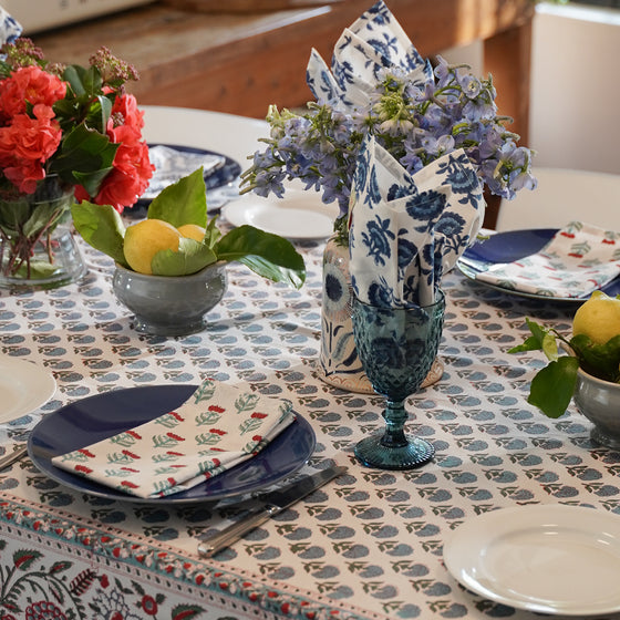 NAPKIN LOTUS FAN BLUE