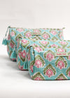 TOILETRY BAG PETAL POP AQUA - India Ink Home Decor