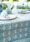 TABLECLOTH FLORAL LOTUS BLUE - India Ink Home Decor