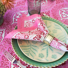  NAPKINS SET MEDALLION BORDER PINK - India Ink Home Decor