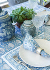 TABLECLOTH FLORAL LOTUS BLUE - India Ink Home Decor