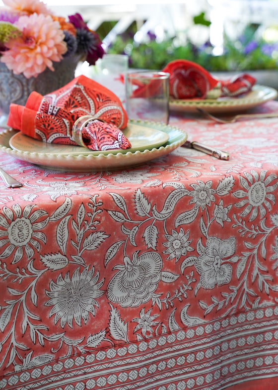 TABLECLOTH FIELD OF FLOWERS CORAL
