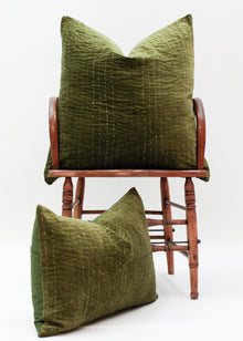  CUSHION VELVET STITCHED GREEN