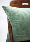 CUSHION VELVET STITCHED AQUA - India Ink Home Decor