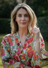 WAFFLE KIMONO FLORAL AQUA