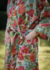 WAFFLE KIMONO FLORAL AQUA