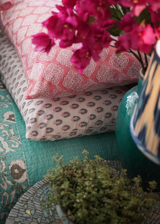 PILLOWCASE NEW FULLARD PINK/AQUA
