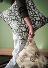 CUSHION ORCHID GREEN/RED 45X45