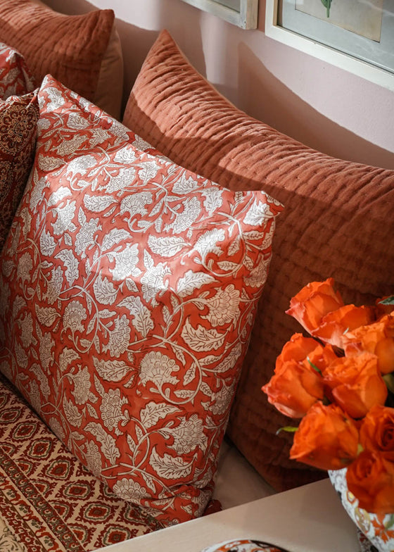 VELVET PILLOWCASE TERRACOTTA SET