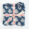 NAPKIN SET SCALLOPED PRETTY DAISY BLUE - India Ink Home Decor