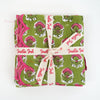 NAPKINS SET SCALLOP MINI MARIGOLD GREEN - India Ink Home Decor